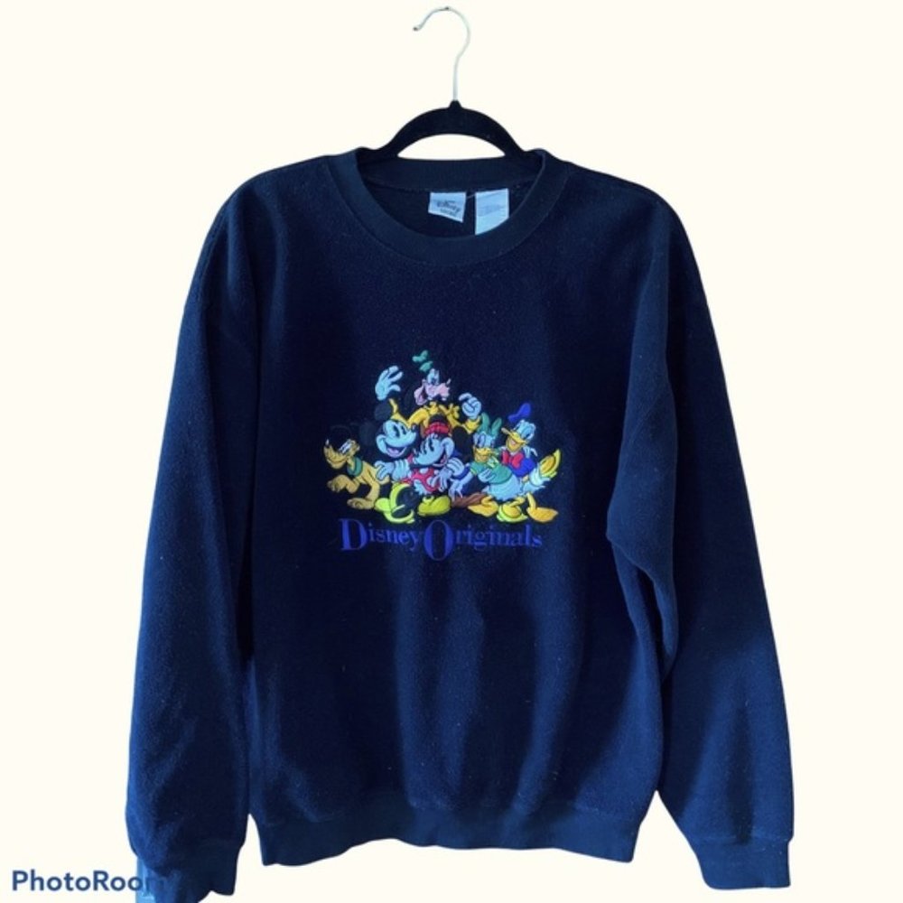Vintage Embroidered Disney Crewneck Sweatshirt Fleece | Mickey Mouse Gang